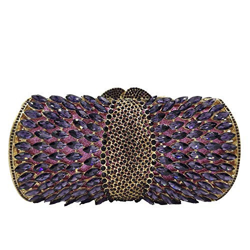 Boutique De FGG Sparkly Purple Crystal Clutch Purse for Women Evening Bags with Spikes Wedding Party Rhinestone Clutch Handbag,Mini | Amazon (US)