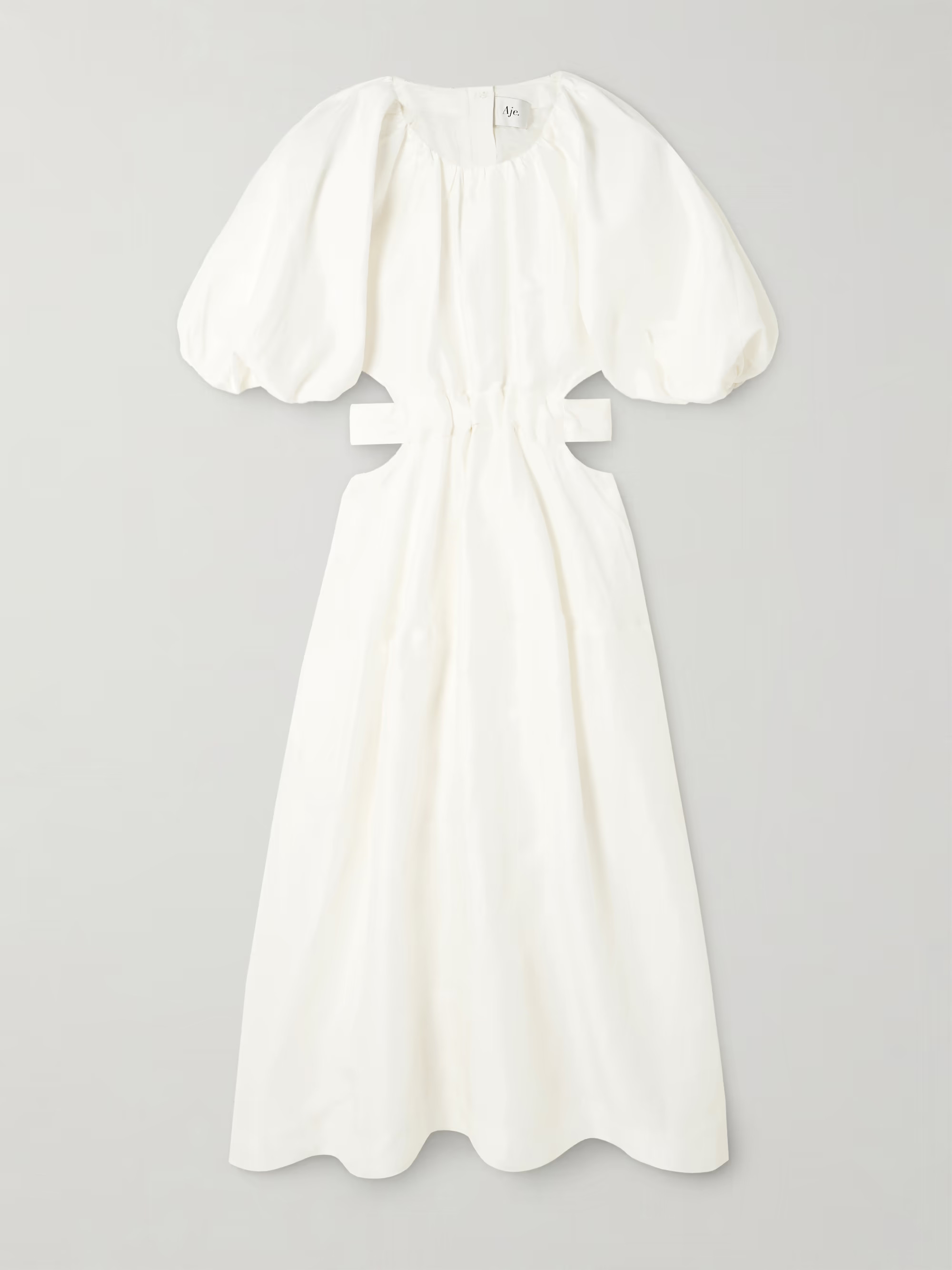 Mimosa cutout gathered linen-blend midi dress | NET-A-PORTER (UK & EU)