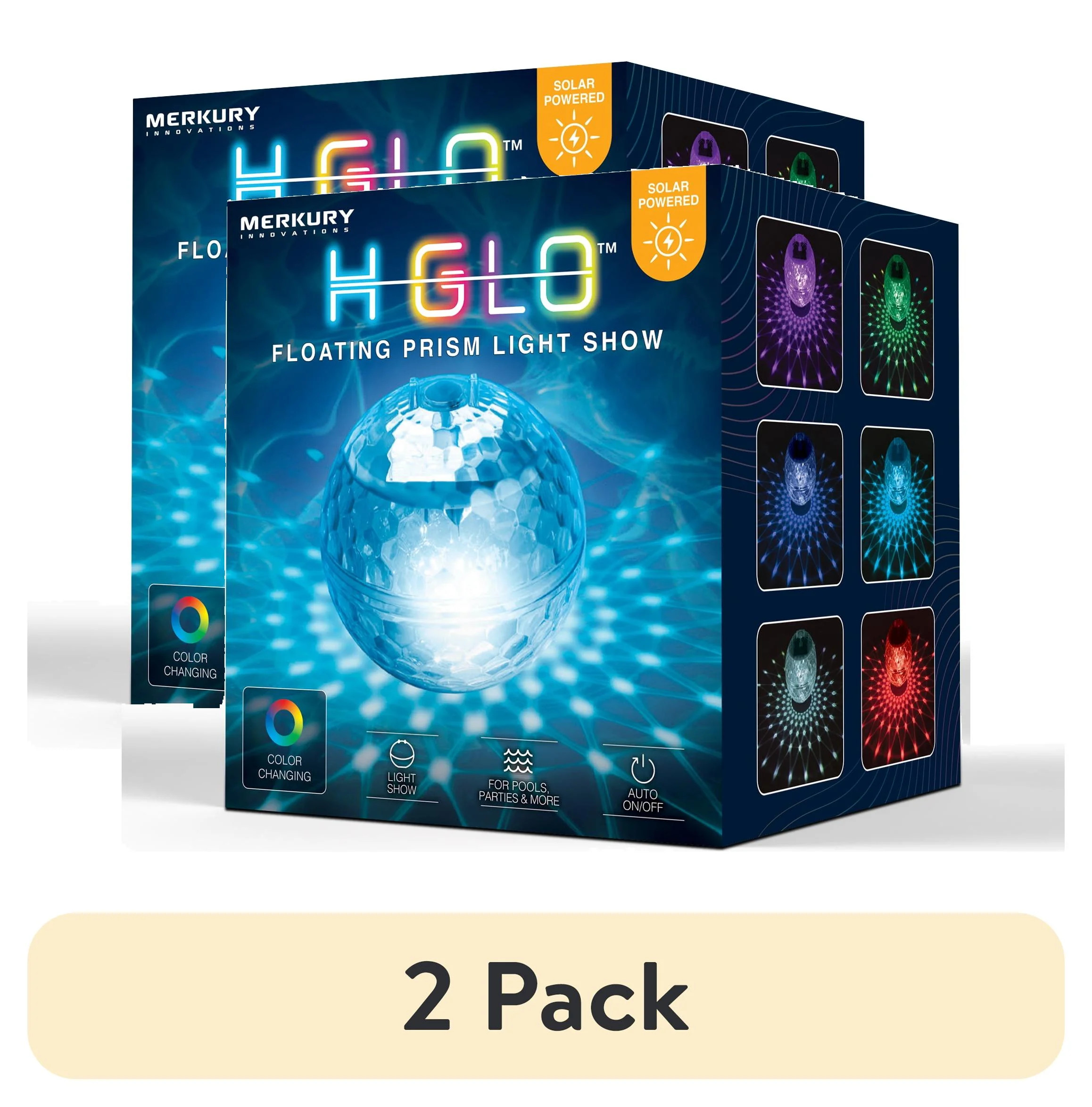 (2 pack) Merkury Innovations HGLO Floating LED Prism Pool Light, Color-Changing, 1 Pack | Walmart (US)