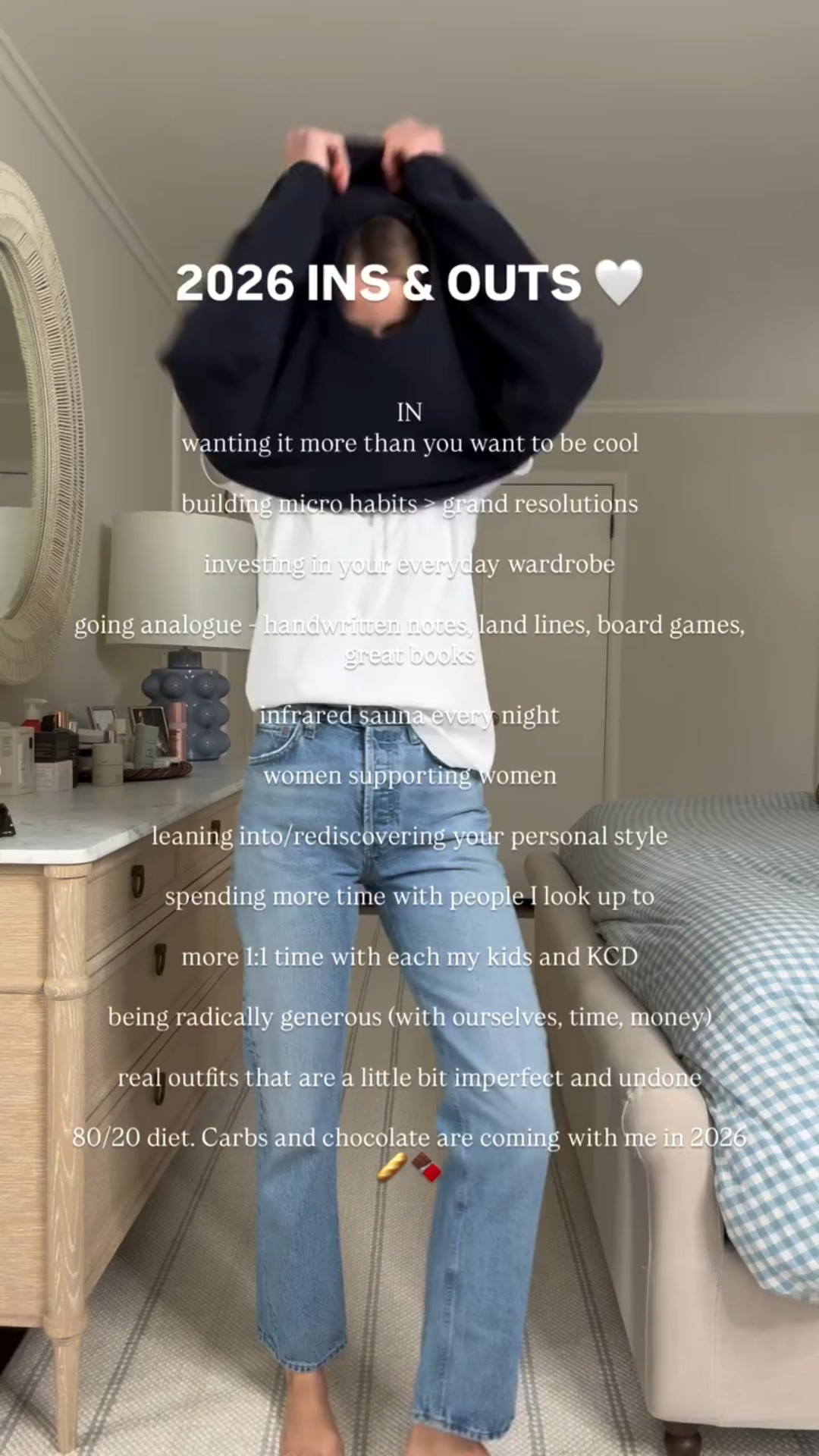 2026 Ins and Outs ❤️ I was genuinely shocked so many of you asked to see my ins and outs for 2026, but also grateful because it forced me to truly reflect on the past year and the year ahead. It’s also fun to come up with! 

Outfit details:
THE GREAT. Cashmere Crewneck. I lived in this all winter break and it’s next level good. What makes this sweater stand out and justify the price is the fit. It’s the perfect oversized, so well constructed and crafted like a warm hug. I linked a lower price point alt if this is out of your range but if you’re in the market I promise you won’t be disappointed • Uniqlo crew neck tee shirt. Love it so much. One of my new favorite white tees I’ll be wearing on repeat in 2026. The high collar and the slightly longer tee help it peak out of my sweaters in all the right places for an instant cool factor • AGOLDE 90’s. My favorite pair of denim by far and one you’ll see my wear multiple times per week • Loeffler Randall ballet flats are an instant classic with a modern twist bow detail. Love these so much. 

Sizing notes are below:

Sweater: size 1 (small equivalent) and my true size. Uniqlo Crew Neck: sized up 1 to medium. AGOLDE 90's: 25 my true size. Loeffler Randall flats: size 7 (my true size). 


❤️ Follow if you’re looking for easy everyday outfit inspiration.

#LTKSeasonal #LTKootd #LTKgrwm