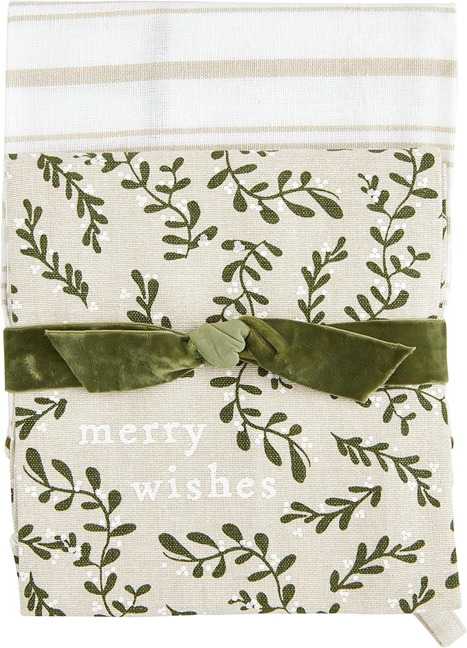 Mud Pie White Christmas Towel Set, Merry,16 1/2" x 26" | Amazon (US)