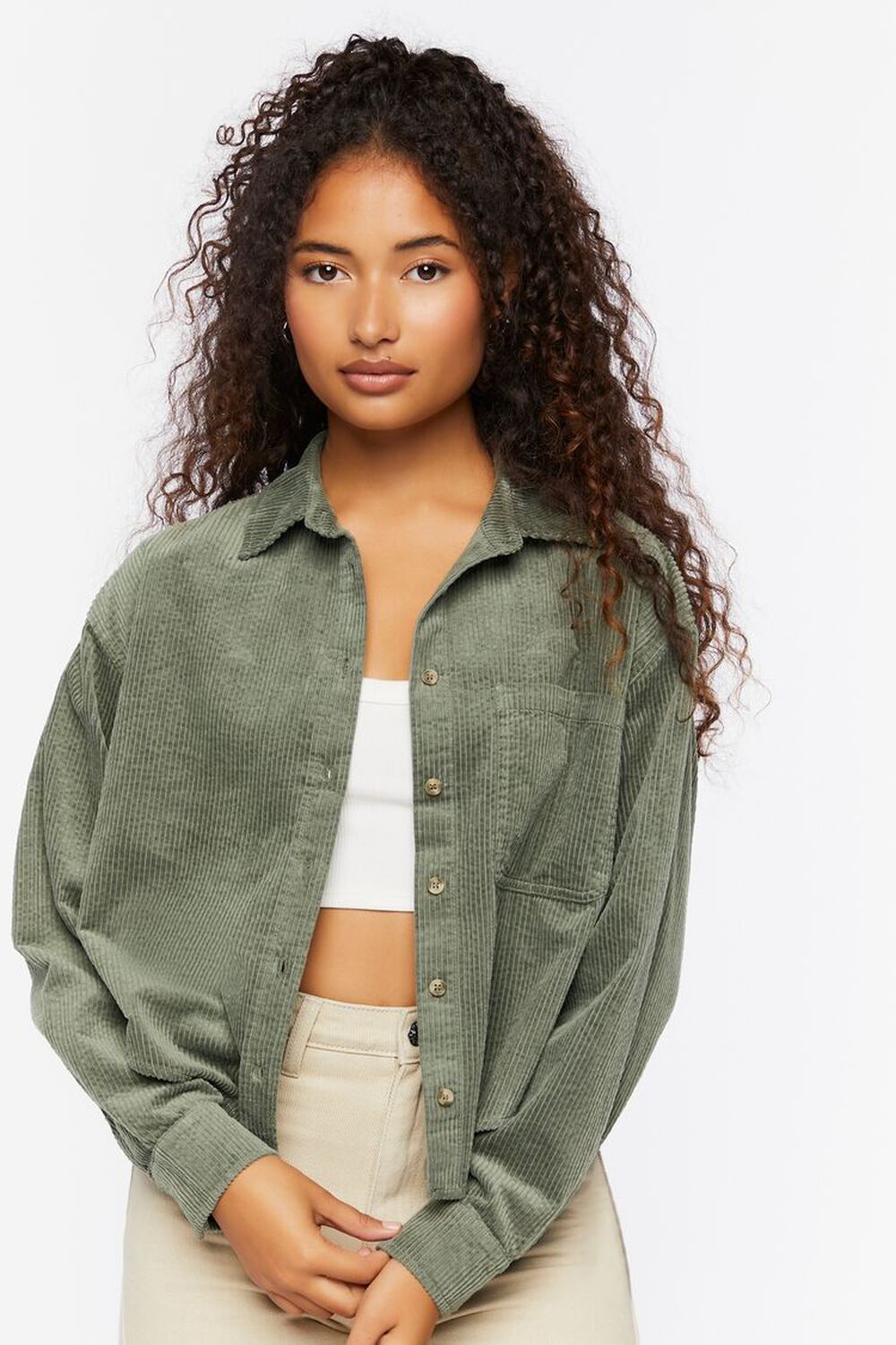 Corduroy High-Low Shacket | Forever 21 | Forever 21 (US)