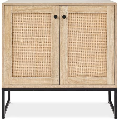 Best Choice Products 2-Door Rattan Storage Cabinet, Accent Furniture, Multifunctional Cupboard for Living Room, Hallway, Kitchen, Sideboard, Buffet Table w/Non-Scratch Foot Pads - Natural | Amazon (US)