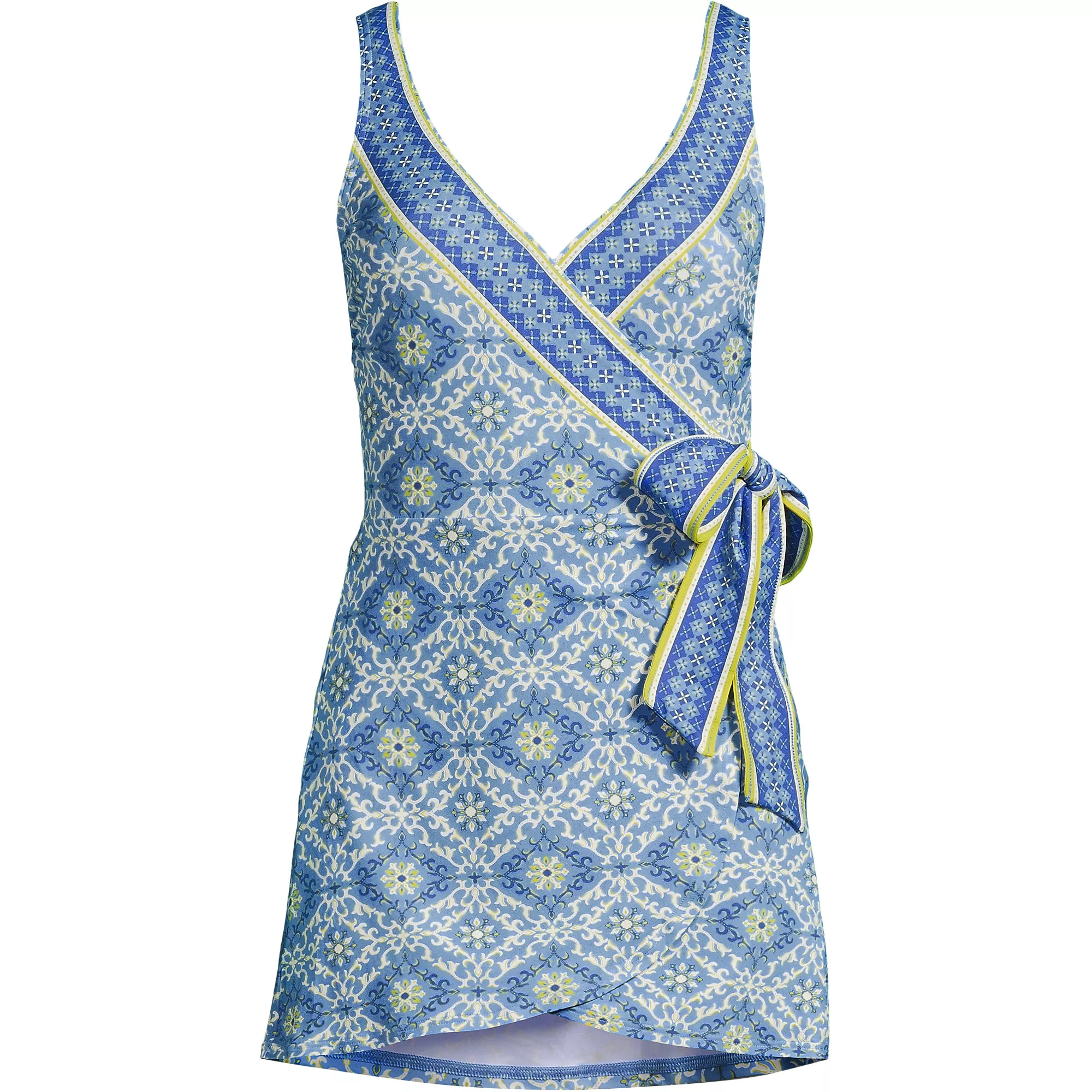 Women's Plus Size Side Tie Mini Swim Dress Swimsuit | Lands' End (US)