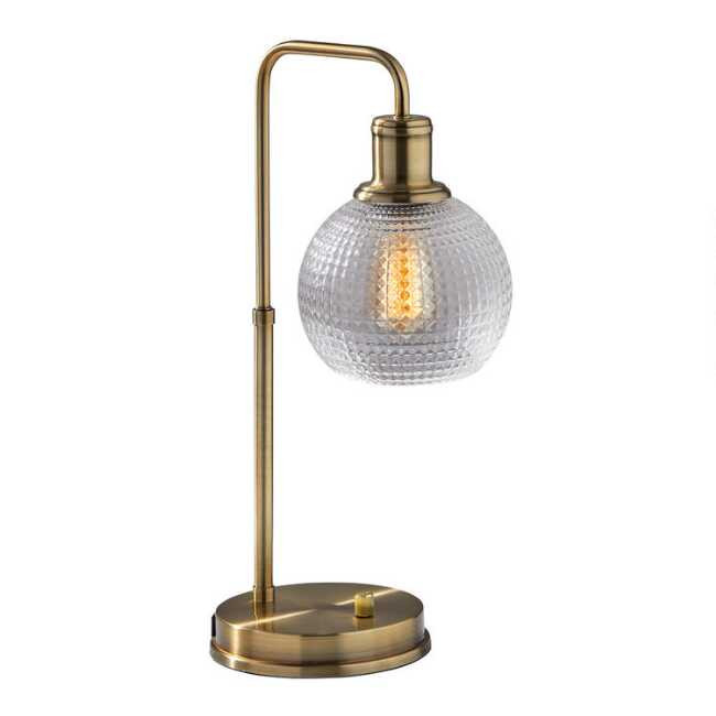Barnett Metal And Glass Globe Table Lamp With USB | World Market