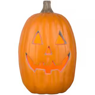 16 in Lighted Blow Mold Happy Pumpkin Jack-O-Lantern | The Home Depot
