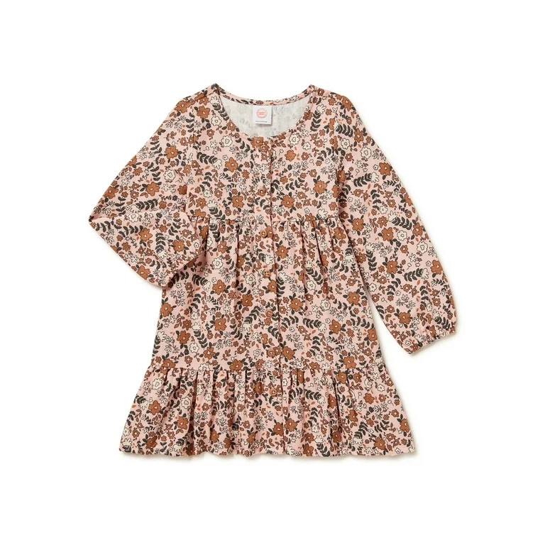 Wonder Nation Baby and Toddler Girls Long Sleeve Dress, Sizes 12M - 5T | Walmart (US)