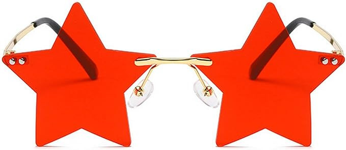Rimless Star shape Sunglasses Transparent Sun Glasses for women/men Party glasses Super Cute pent... | Amazon (US)