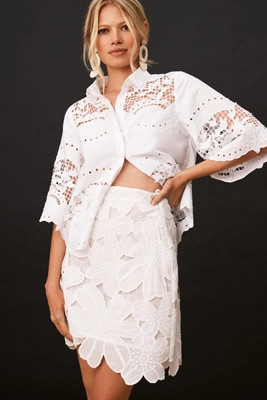 Ranna Gill Cutwork Buttondown Blouse | Anthropologie (US)