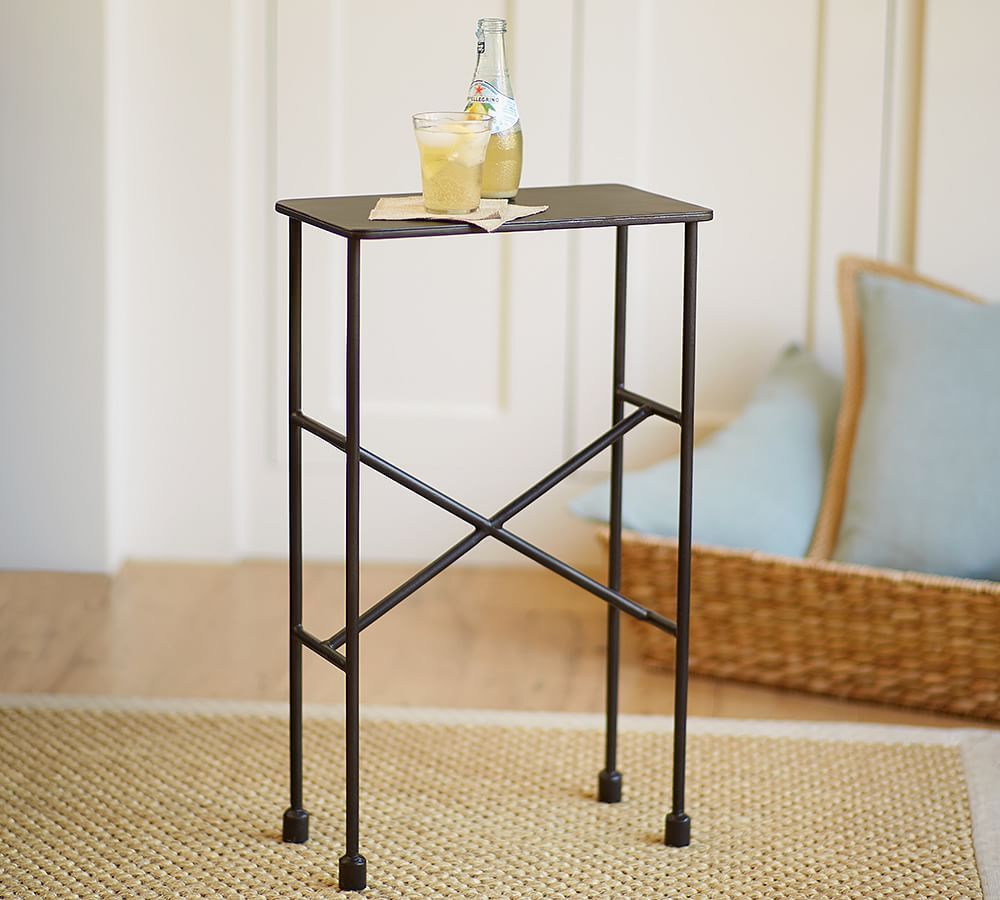 Zane Rectangular Metal Accent Table | Pottery Barn (US)