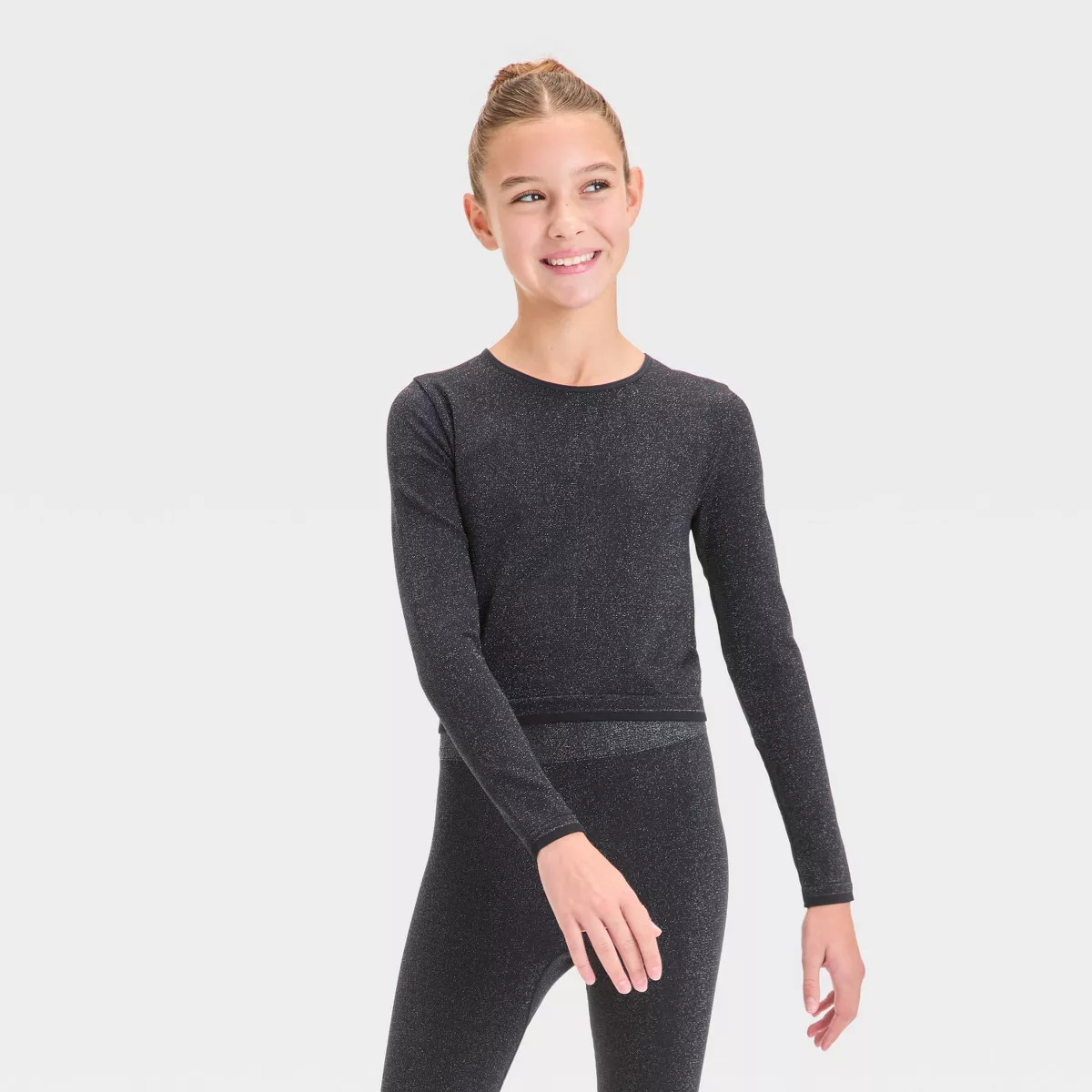 Girls' Seamless Long Sleeve T-Shirt - All In Motion™ Black M | Target
