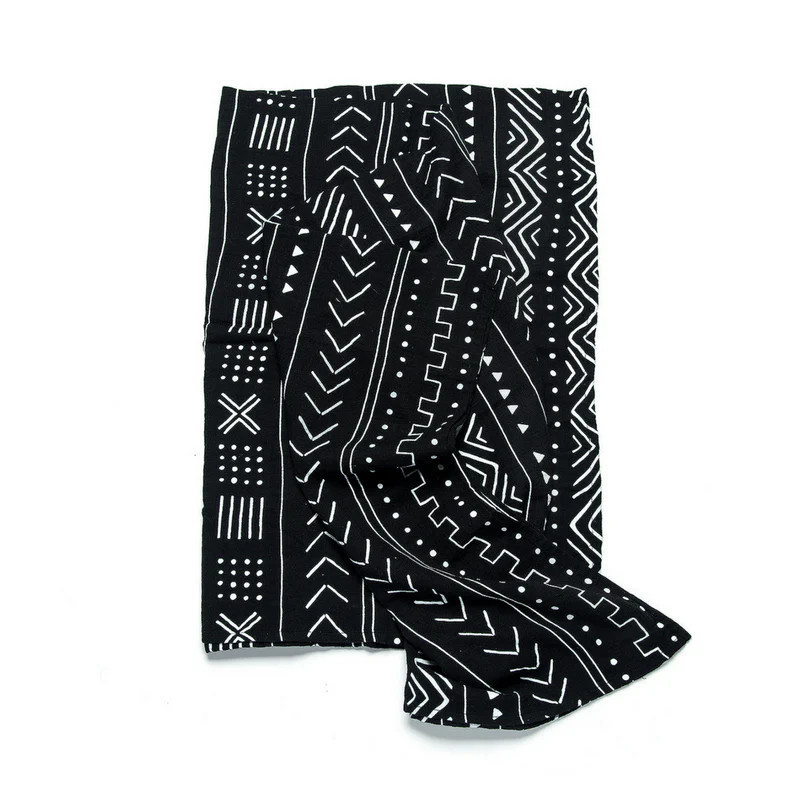 Black Mudcloth Bamboo Swaddle Blanket | Project Nursery