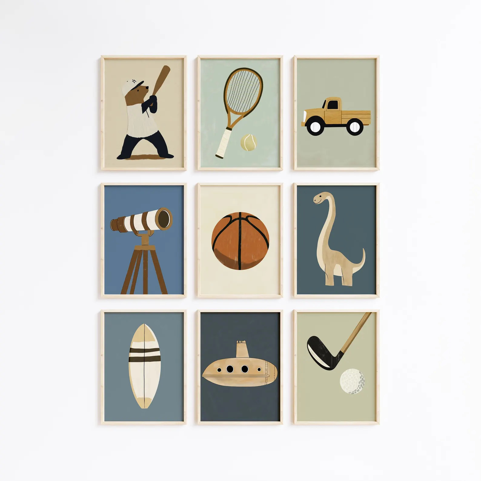 Boys Room Wall Art Bundle, 50 Print Set, Sports Nursery Gallery Wall, Kids Room Decor, Football B... | Etsy (US)