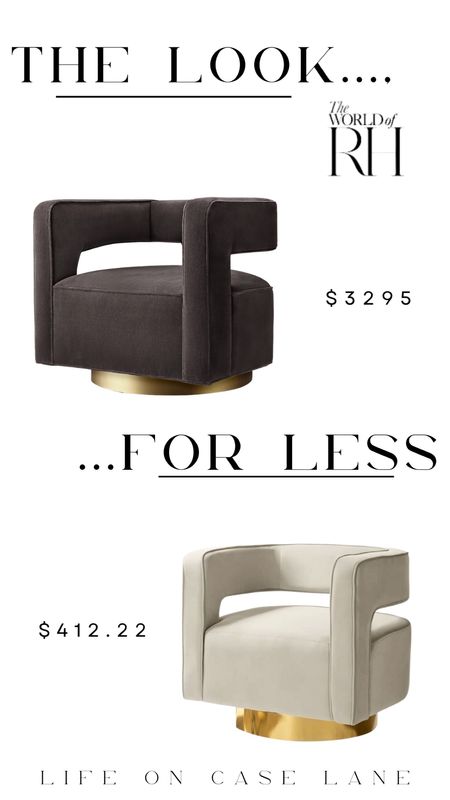 The look for less, save or splurge, rh dupe, furniture dupe, dupes, designer dupes, swivel chair, accent chair, living room chair, modern chair