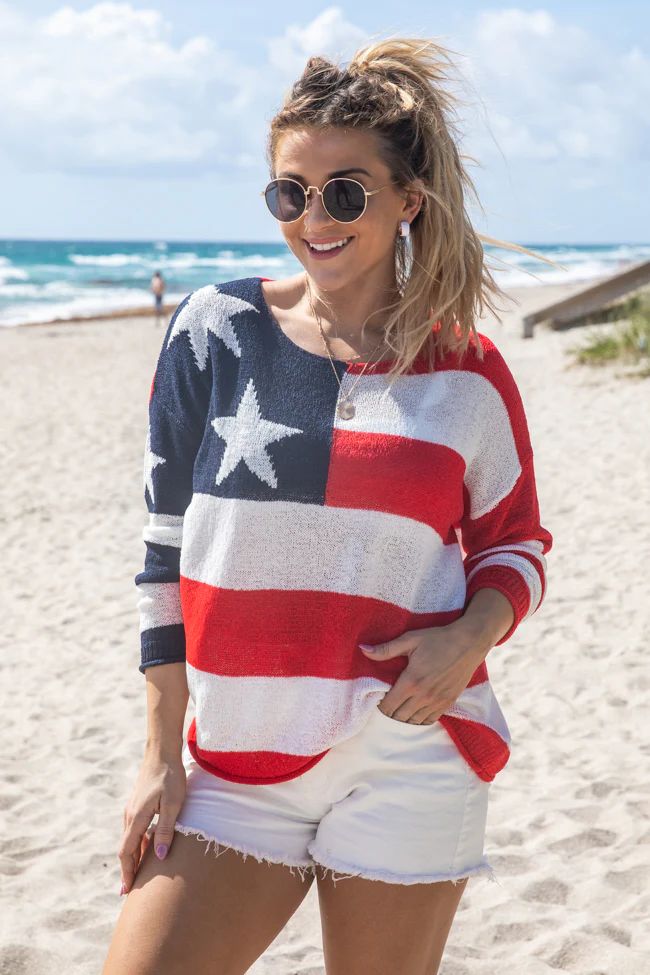 Raised On Promises Stars and Stripes Sweater | Pink Lily