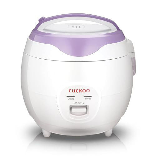 CUCKOO Basic Rice Cooker & Warmer with Nonstick Inner Pot, Rice Cooker 6-Cup Uncooked / 12-Cup Cooked, Easy to Use Cuckoo Rice Cooker Small, Sticky Rice Maker, White / Purple (CR-0671V) | Amazon (US)