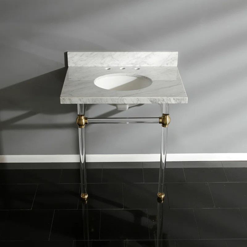 KVPB3030MA7 Kingston Brass Templeton Marble Rectangular Console Bathroom Sink with Overflow | Wayfair North America