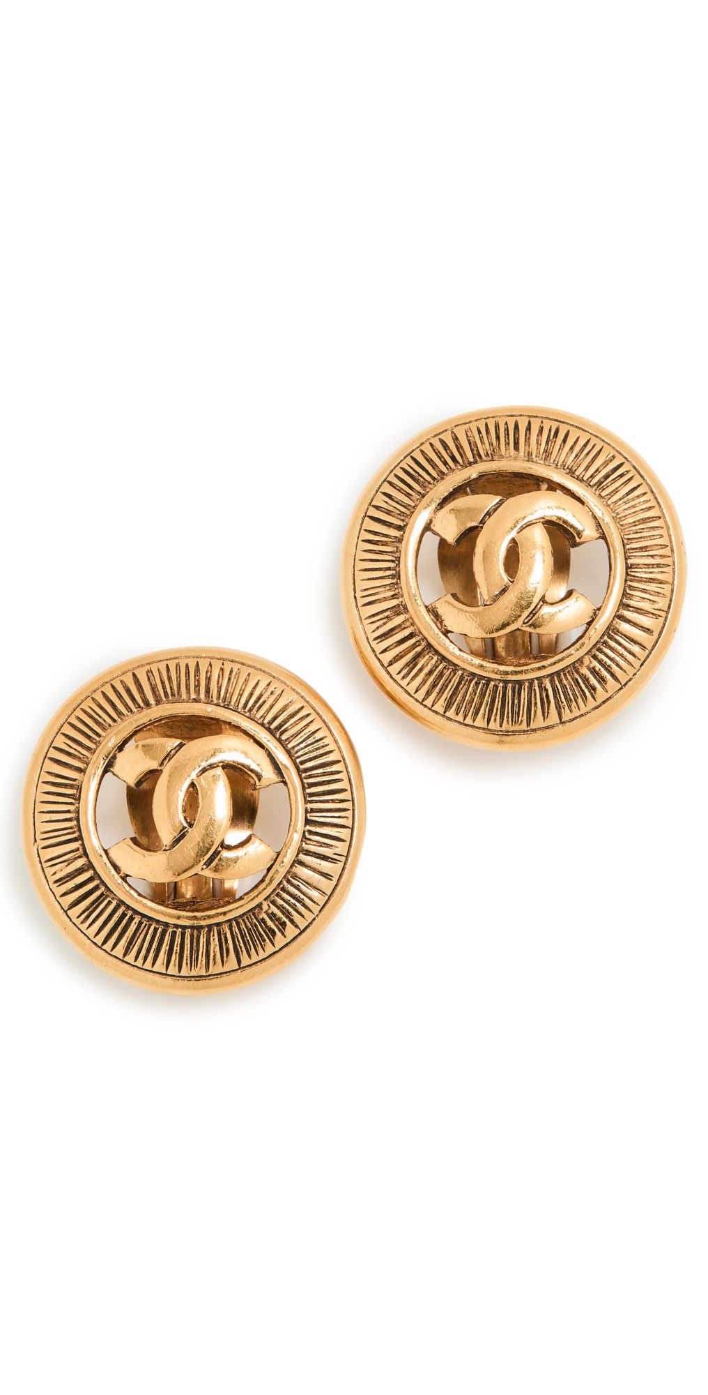 What Goes Around Comes Around Chanel Gold Sunburst Earrings | Shopbop