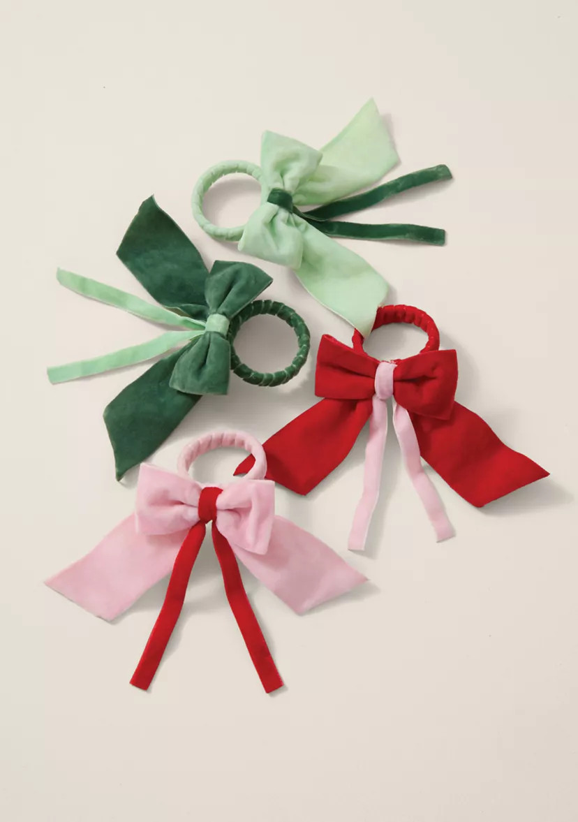 Sewing Down South x Crown & Ivy™ Decorative Velvet Bow Napkin Rings - Set of 4 | Belk