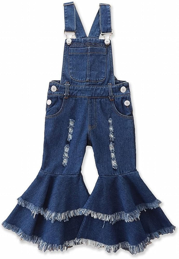 Baby Girls Denim Overalls Bell Bottom Kid Children Fashioned Flared Pants Jeans Baby Girl Clothes | Amazon (US)