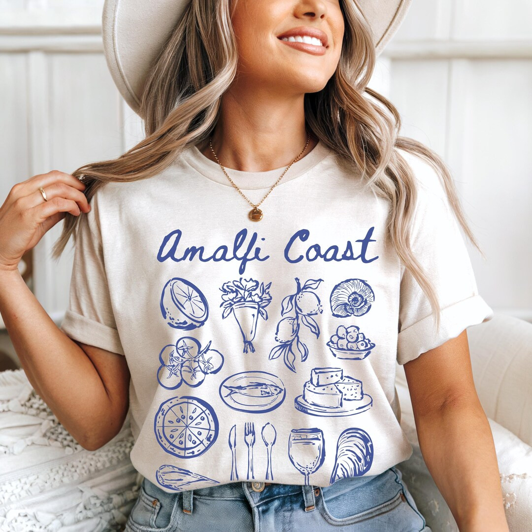 Amalfi Coast Tee, Trendy Comfort Color Tee, Summer Tee-shirt, Italy Travel Souvenir Shirt, Food L... | Etsy (US)