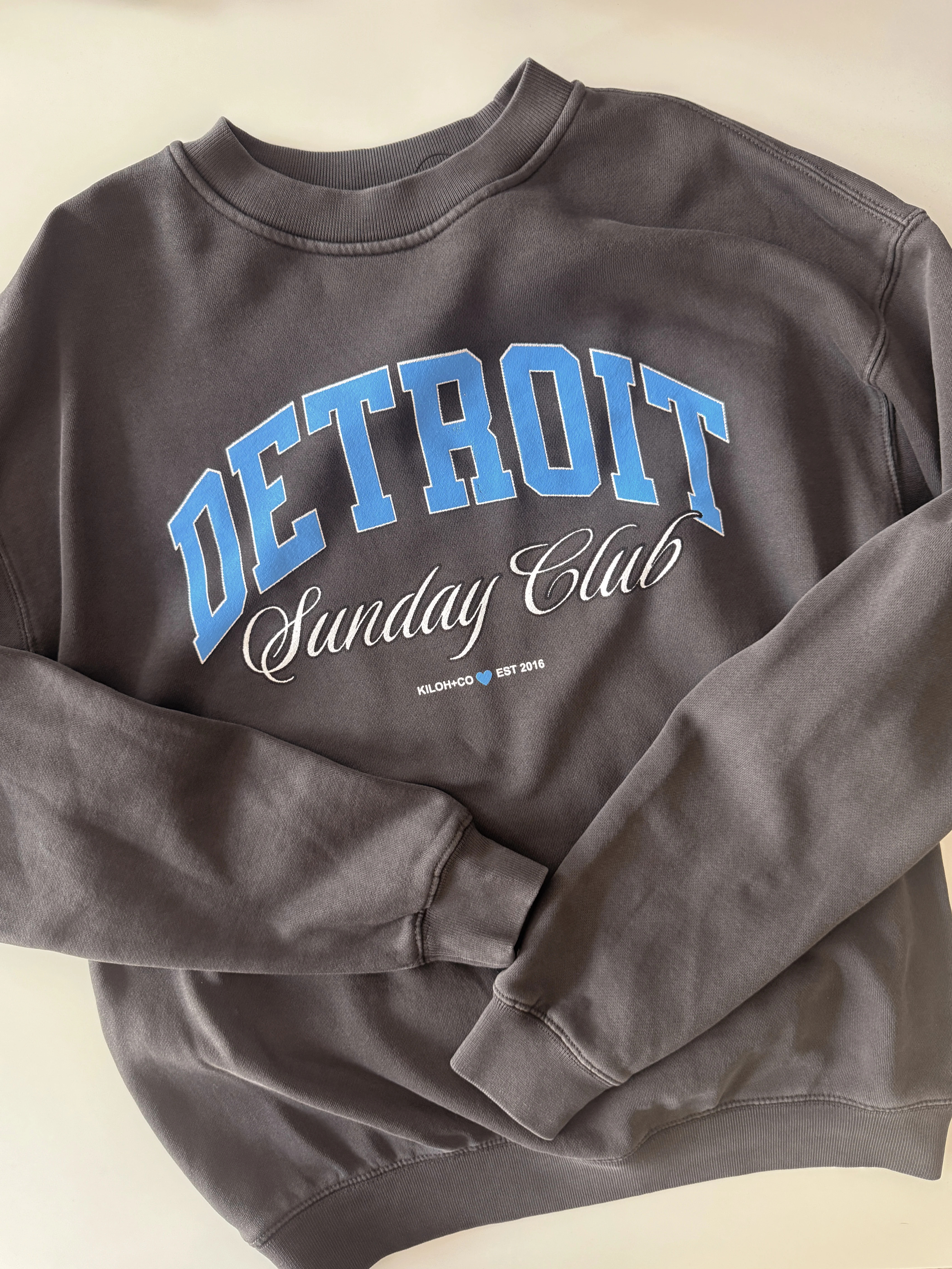 Detroit Sunday Club Distressed Faded Black Crew | Kiloh + Co.