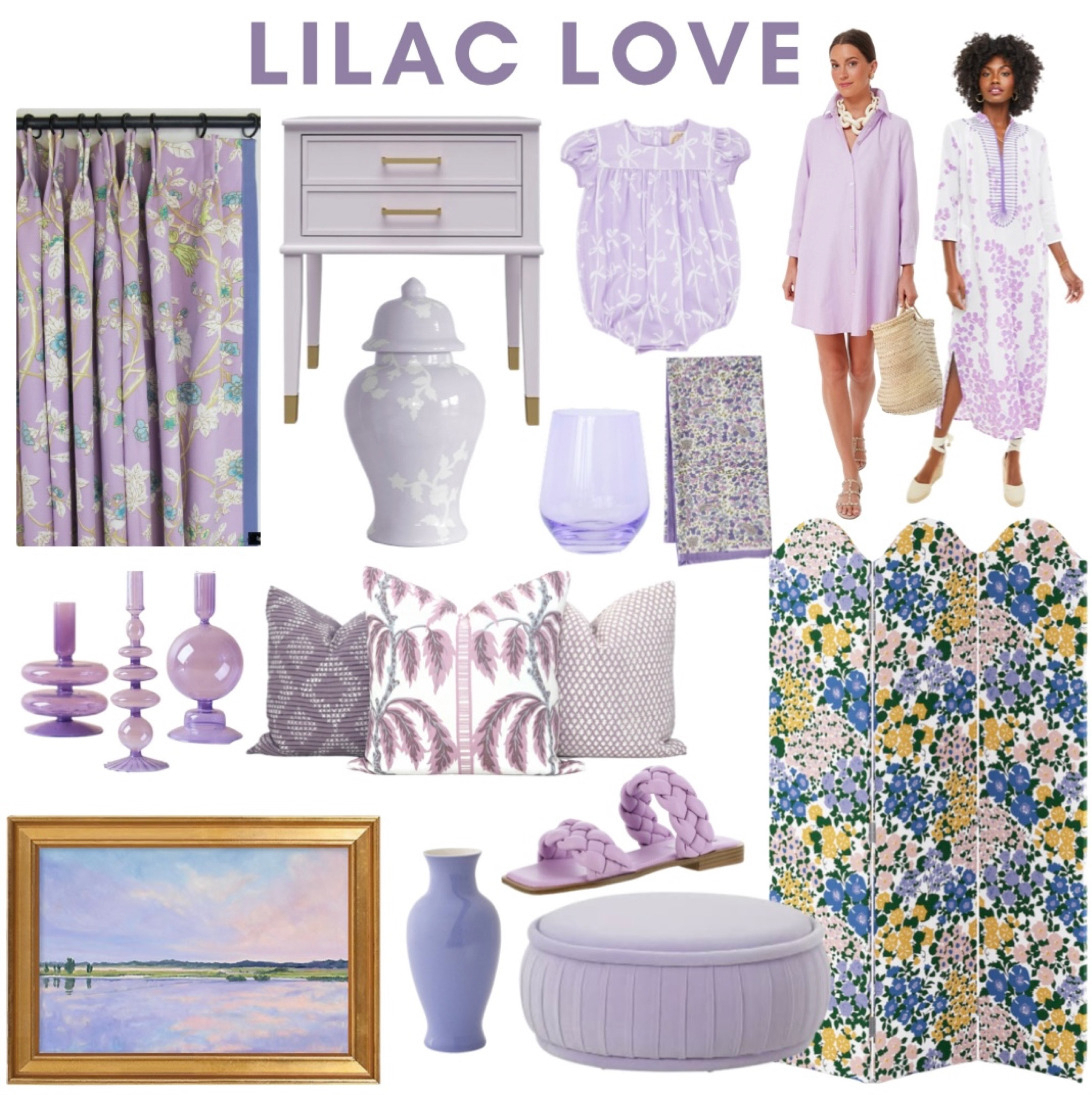 Lilac decor // lavender decor // lavender curtain drapes // purple nightstand // bubble // Beaufort Bonnet // Tuckernuck // shirt dress // purple lilac caftan // Estelle glasses // stemless wine glasses // ginger jar // taper candle holder // Sister Parrish pillow // Steve Madden braided sandals // The Inside Screen // lilac ottoman // framed art painting // spring decor 

#LTKhome #LTKFind #LTKSeasonal