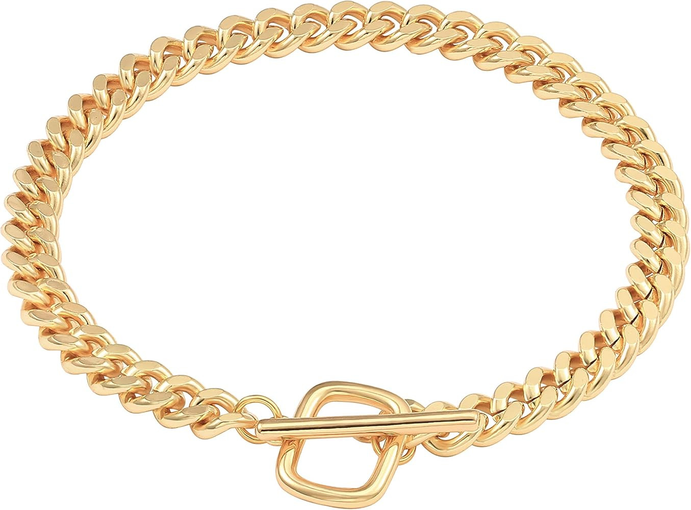 SOFYBJA 18k Gold Plated Personalized Chunky Cuban Oval Link Chain Bracelets for Men Toggle Rope B... | Amazon (US)