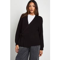 boohoo Women's Maternity Side Wrap Knitted Cardigan in Black | Size: XL | Polyurethane | boohoo (US & Canada)