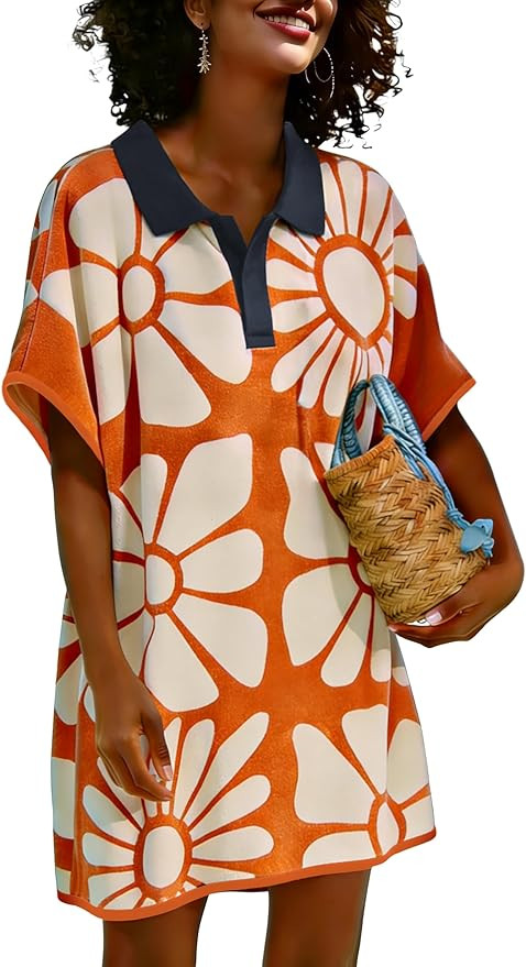 Womens Terry Cloth Swim Cover up Polo Collar Bathing Suits Beach Coverups Swimwear with Pockets | Amazon (US)