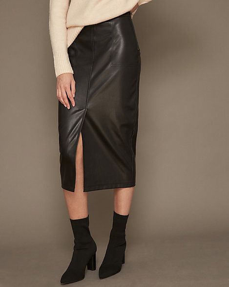 Faux Leather Midi Pencil Skirt
		STYLE: 381915 | Le Chateau Stores Inc.