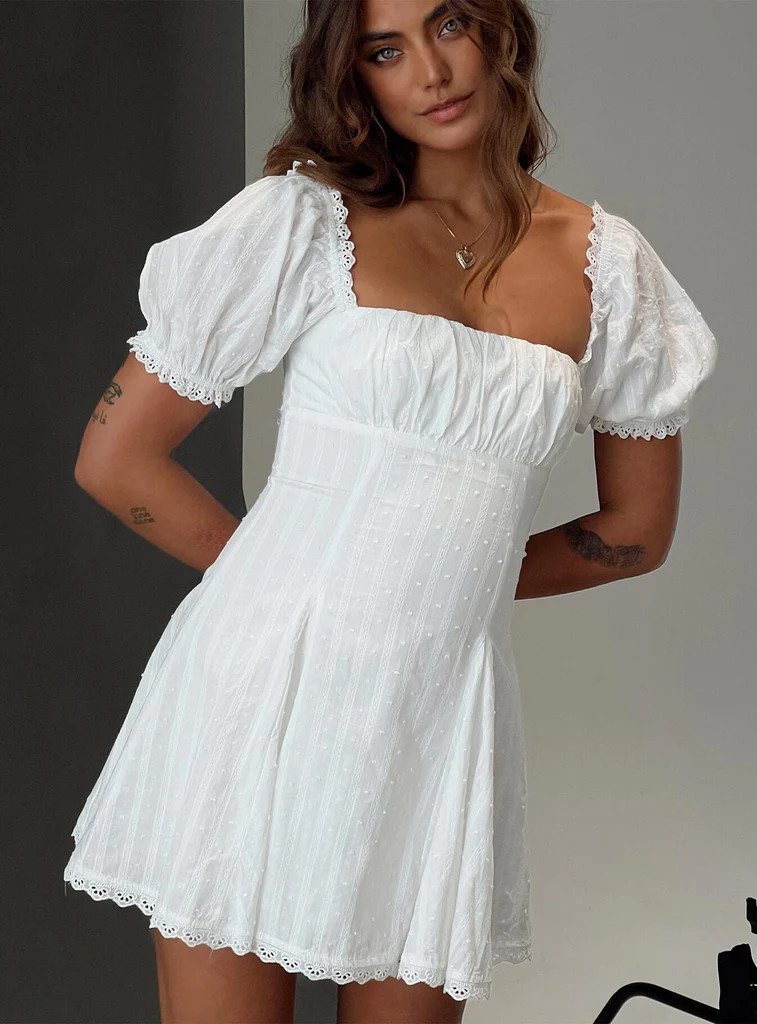 Rabatia Mini Dress White | Princess Polly AU