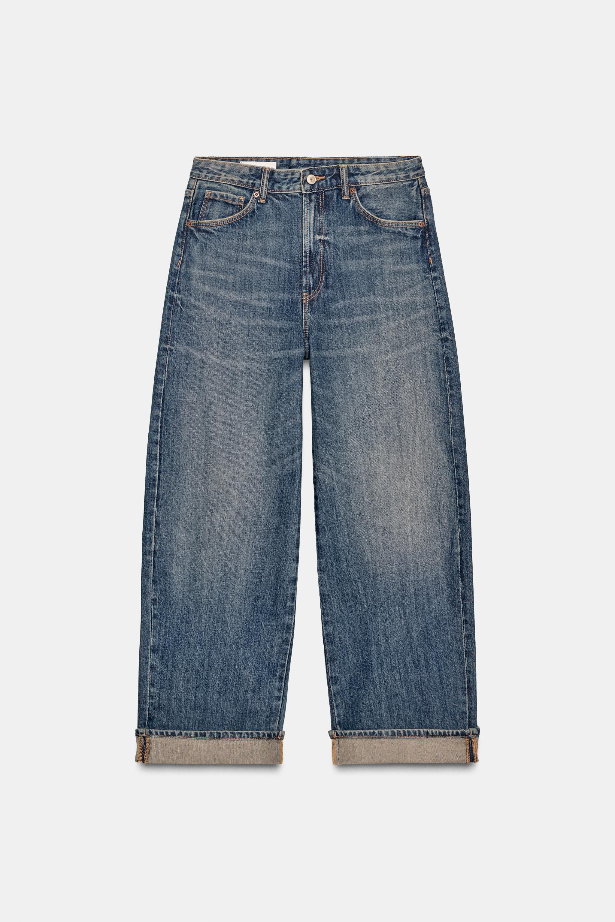 TRF BAGGY FOLDED MID-WAIST JEANS | Zara US