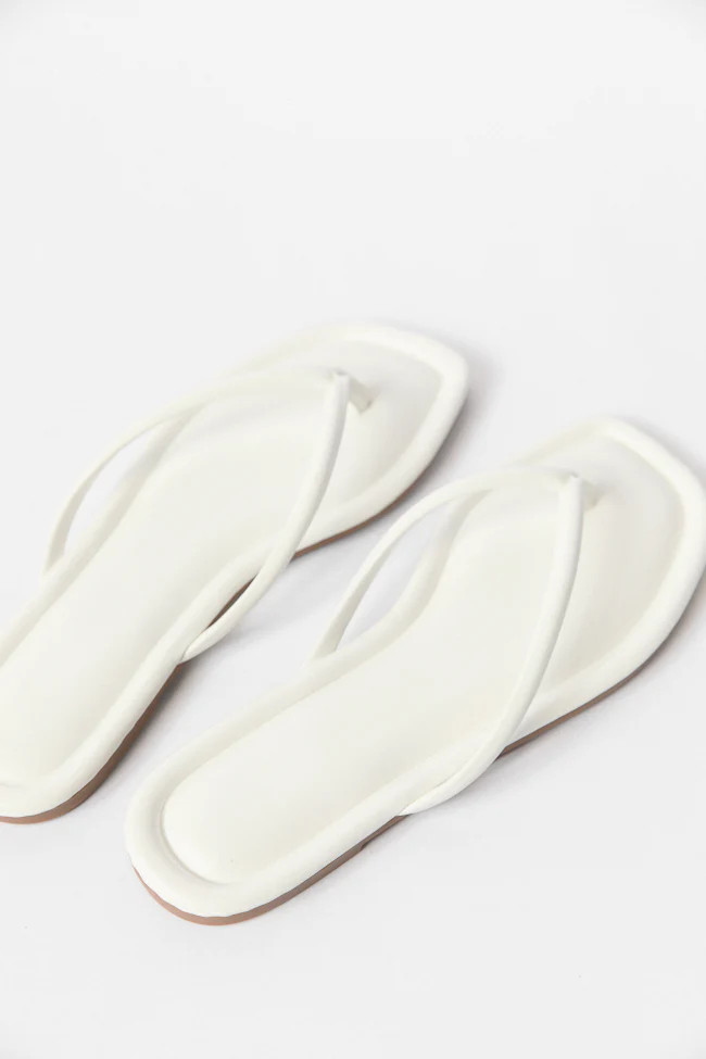 Sandy White Flip Flops | Pink Lily