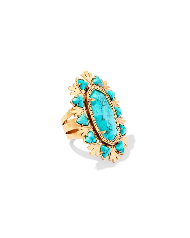 Havana Vintage Gold Cocktail Ring in Variegated Turquoise Magnesite | Kendra Scott