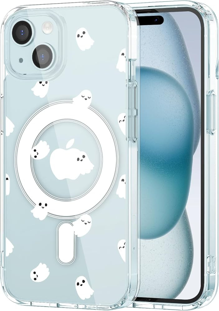 MAYCARI for iPhone 15 Pro Max Case Compatible with MagSafe, Magnetic Cute Little Ghosts Clear Pho... | Amazon (US)