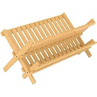 Bambusi Collapsible Dish Drying Rack - Bamboo Kitchen Folding Dish Rack & Plate Holder | Compact ... | Amazon (US)