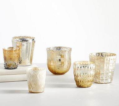 Eclectic Mercury Votive Holders, Set of 6 - Silver | Pottery Barn (US)