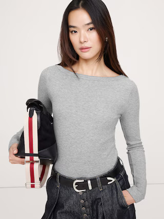 Ribbed Boat-Neck T-Shirt | Banana Republic (US)