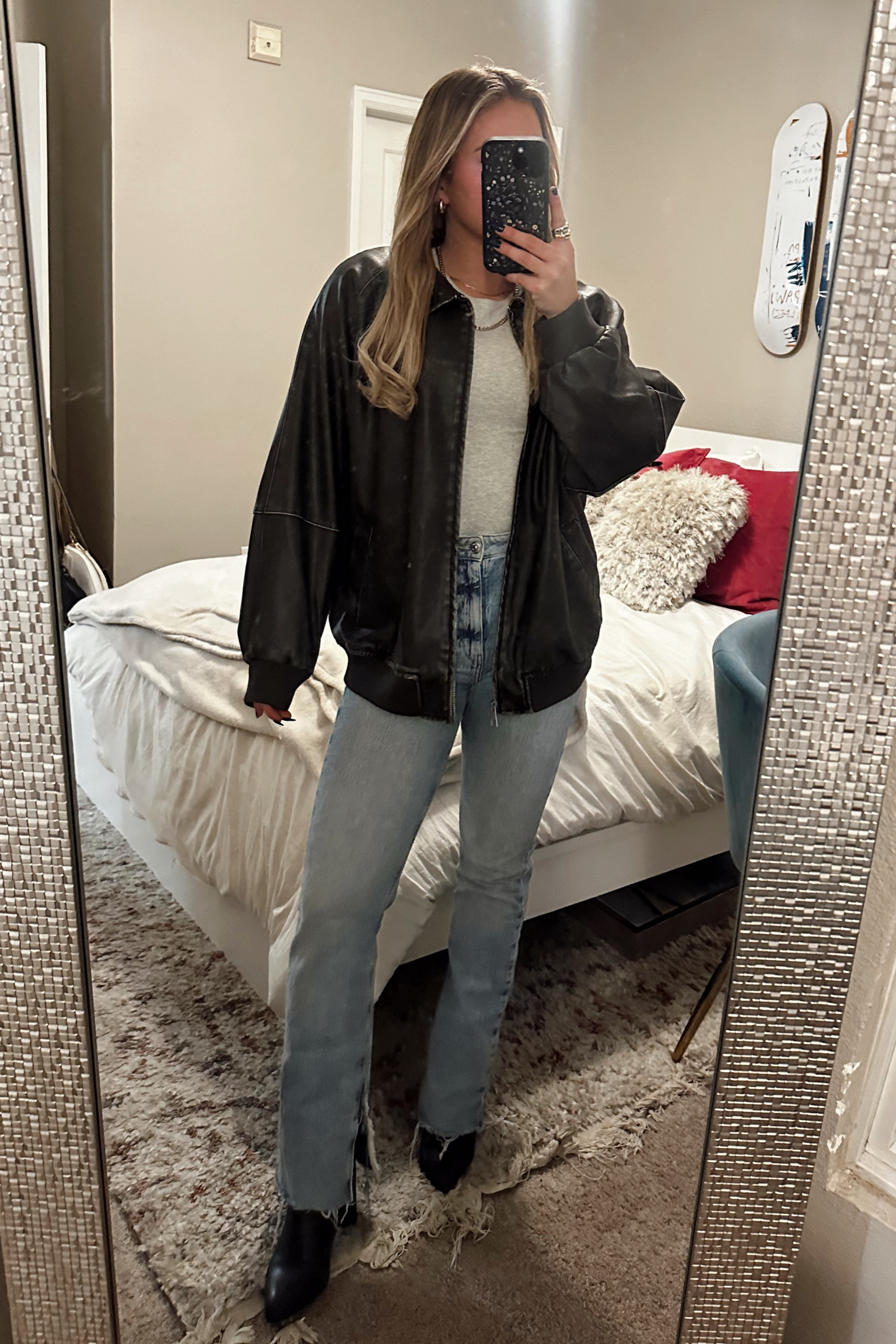 Saturday night outfit in this cold weather! This Target leather jacket has been a layering staple!

#LTKSeasonal