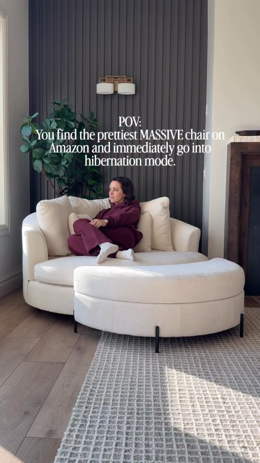 ✨Best part? It’s a fraction of the designer price. 👉🏼Oversized chair and and ottoman!

This chair swiftly stole my heart 5 months ago. It’s not an inexpensive purchase, even though it’s far more affordable than other oversized rounded chairs like it. 

I researched pricing. I hemmed and hawed. I researched again. And I finally made the purchase!—It’s  even better than I imagined it would be. Zero regrets.

*My oversized chair is also available without the ottoman

#oversizedchair #cozychair #homedecorideas #livingroomfurniture
#HomeDecor #InteriorStyling #NeutralInteriors
#ModernTraditional #TimelessDesign
#HomeInspo #LayeredHome #LivingRoomInspo #InteriorDesignIdeas #DesignInspiration #CozySpaces #InteriorDetails #homestylinginspo #homerefresh


#LTKHome #LTKdayinmylife #LTKmorningroutine