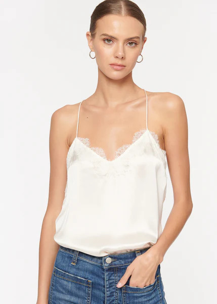 Racer Charmeuse Cami White | CAMI NYC