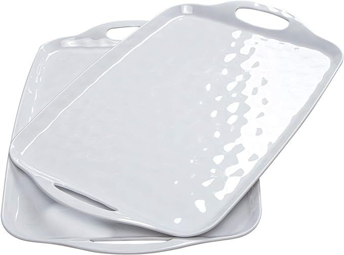 TP Serving Tray with Handles, Large Rectangle Melamine Serving Platter Set of 2, White (19” x 1... | Amazon (US)