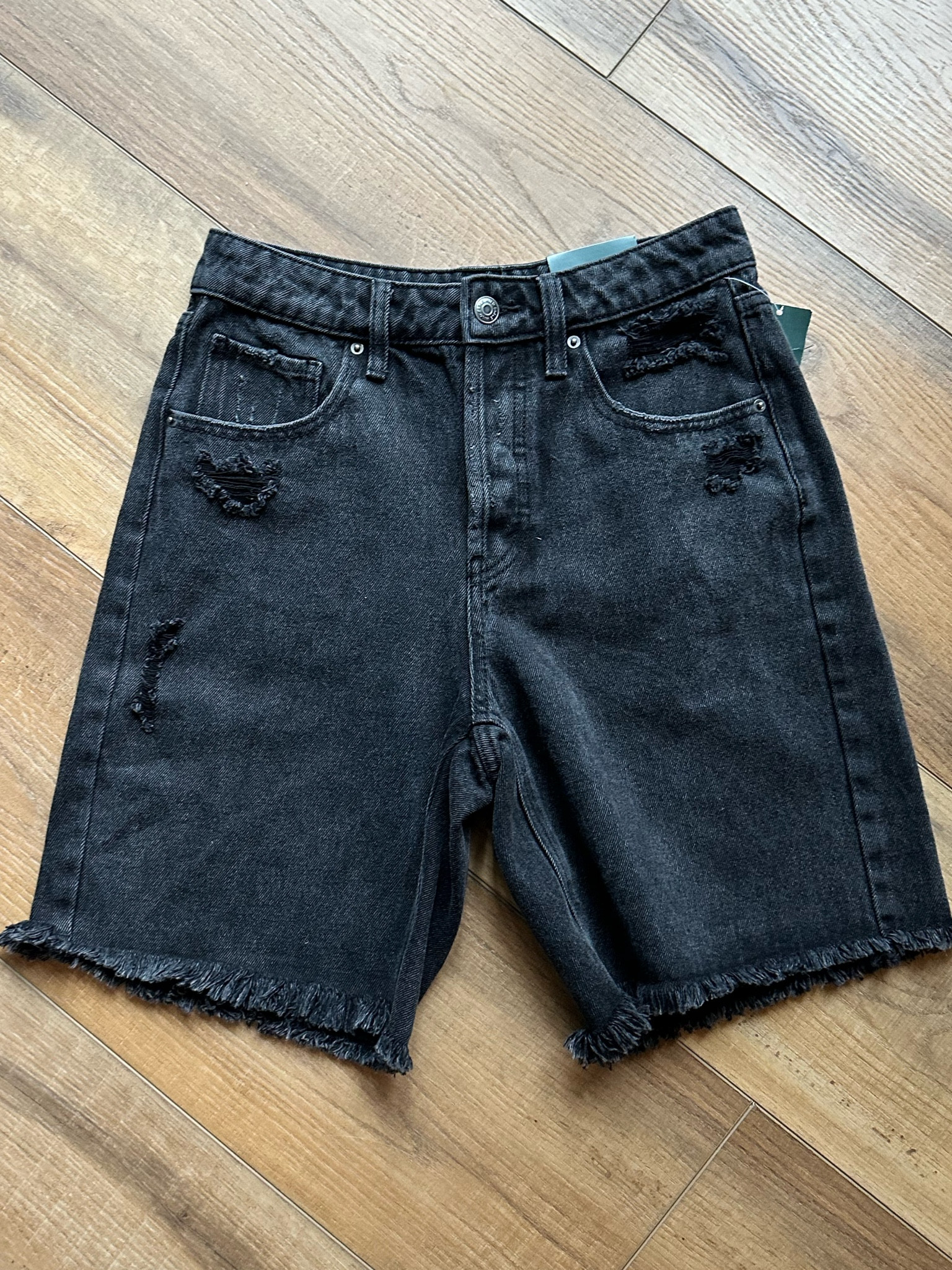 $16 on sale! Black Denim Bermuda Shorts - high rise waist with vintage distress and raw hem #targetfinds

#LTKsalealert #LTKstyletip #LTKunder50