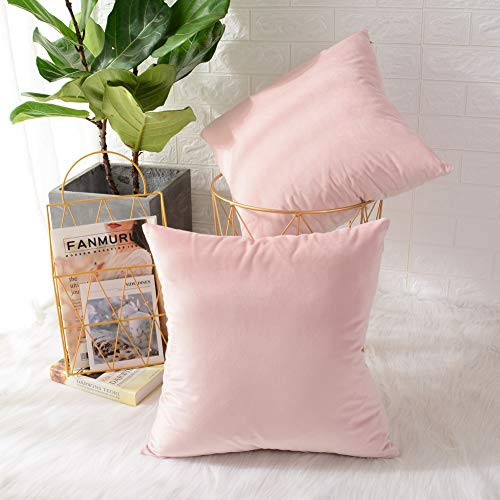 MERNETTE Pack of 2, Velvet Soft Decorative Square Throw Pillow Cover Cushion Covers Pillow case, Hom | Amazon (US)