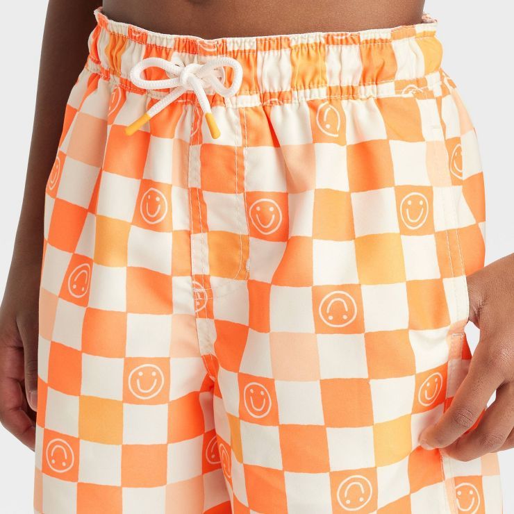 Boys' Checkered Smile Swim Trunks - Cat & Jack™ Orange | Target