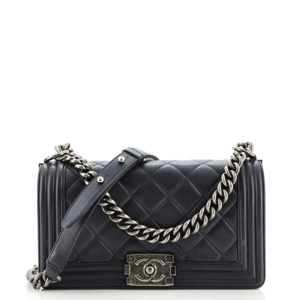 Chanel Boy Flap Bag Quilted Lambskin Old Medium Blue 13177859 | Rebag