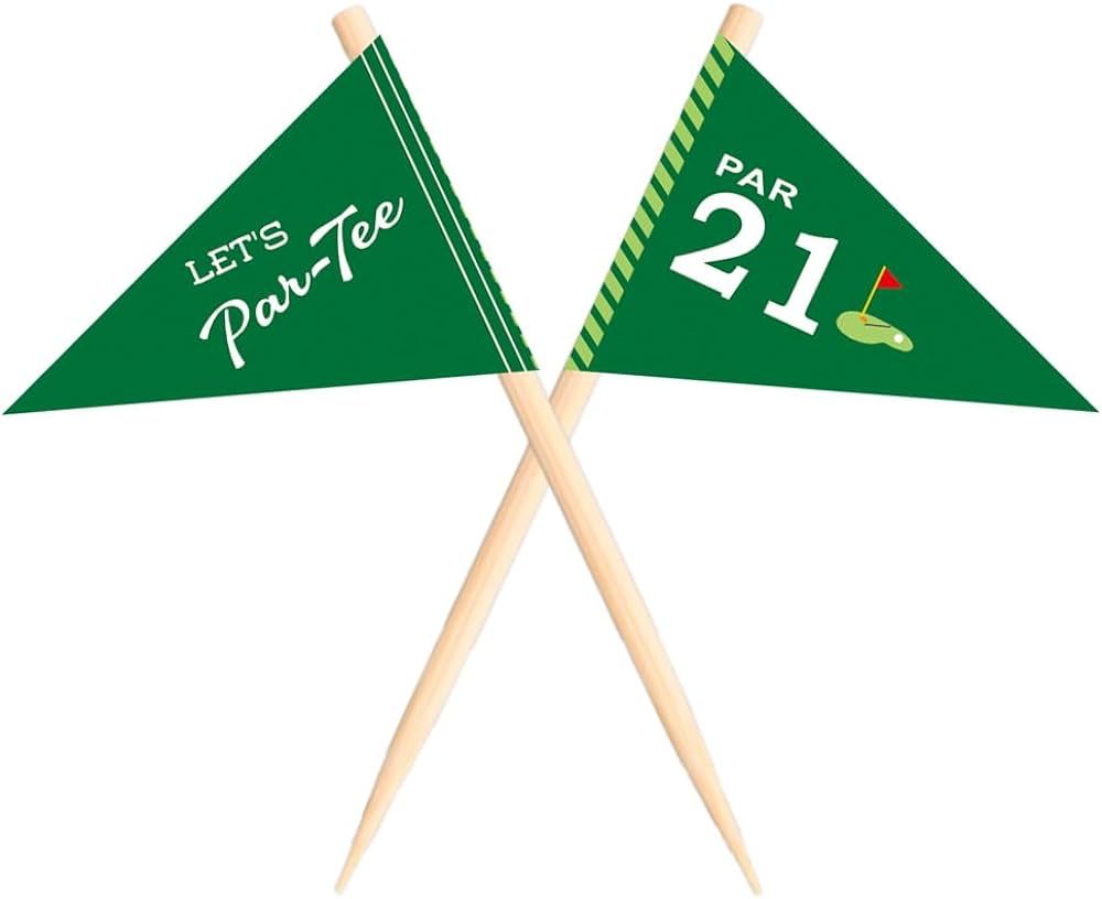 Golf Themed Toothpick Flags, 20 PCS Par 21 Let's Par-Tee Birthday Golf Cocktail Picks Mini Stick ... | Amazon (US)