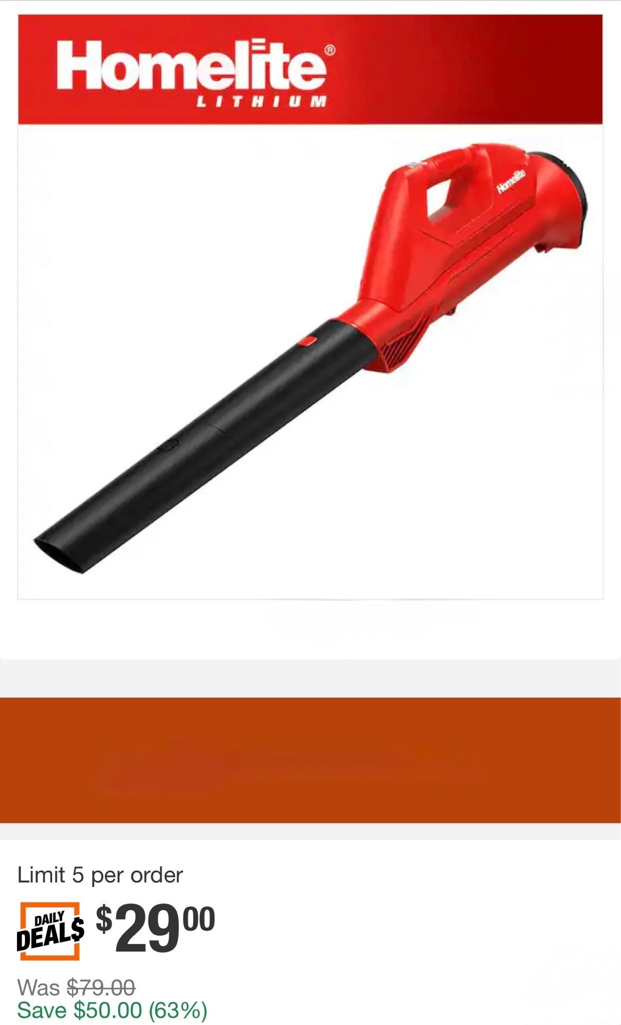 Daily Deal: $29 (Was $79). 12V Lithium 90 MPH 160 CFM Cordless Battery Blower with Internal 2.5 Ah Battery and Charger

#LTKHome #LTKSaleAlert