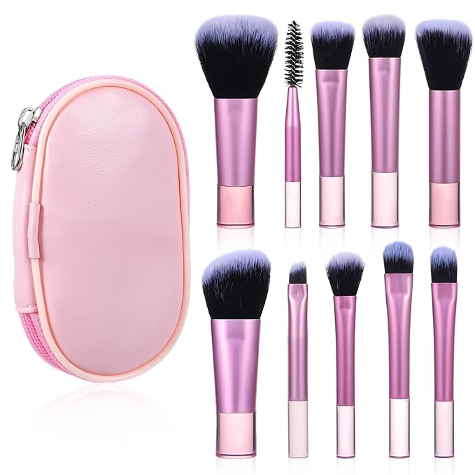 10 Pcs Travel Makeup Brushes, Mini Makeup Brushes Travel Set with Case Portable Travel Size Makeu... | Amazon (US)